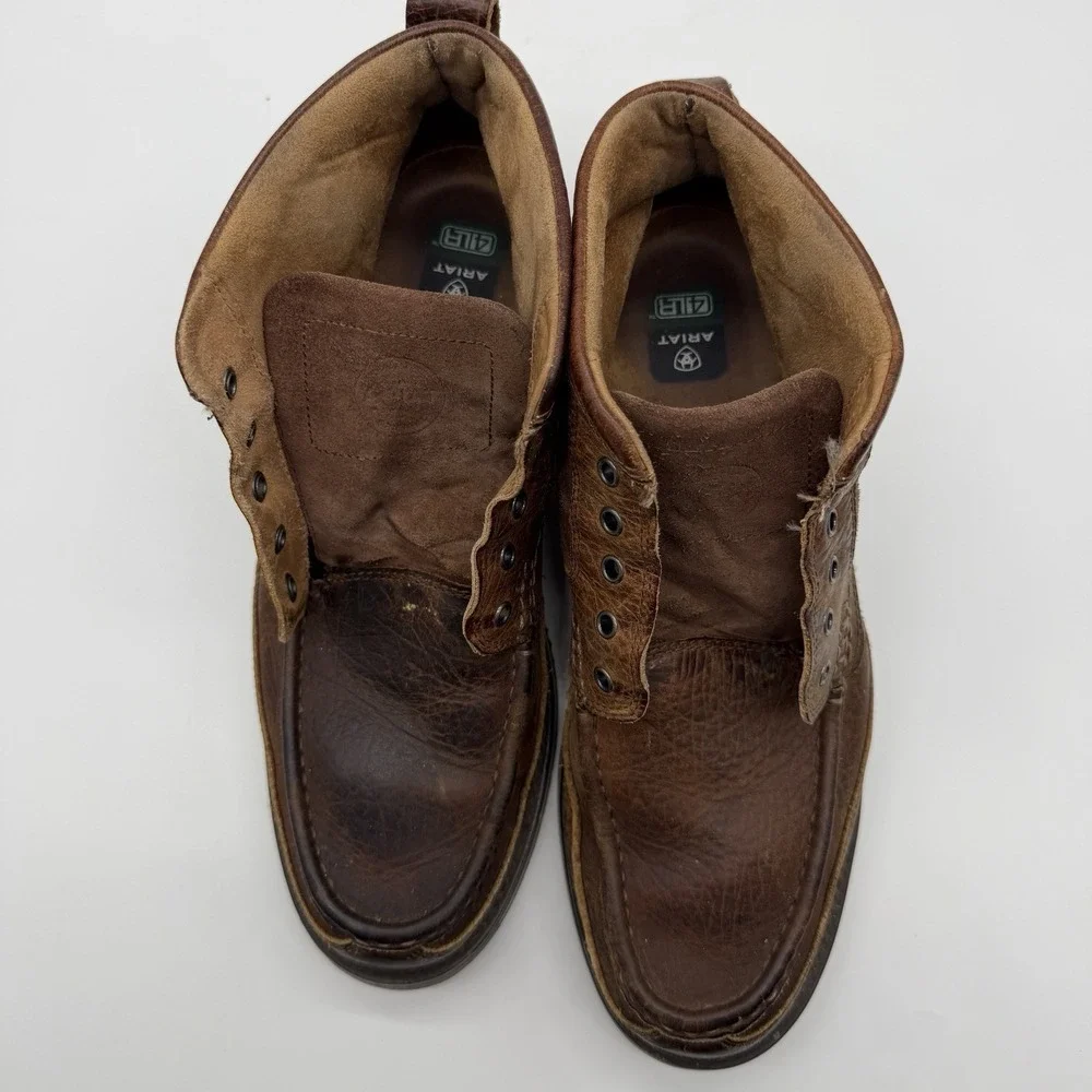 Ariat 4LR Moc Toe Leather Lace Up Boots Brown Men's US 11D 10014153 Work Casual